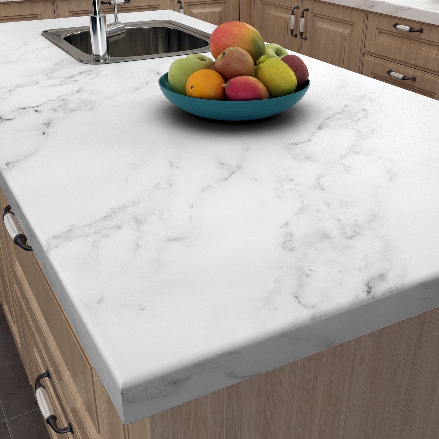 Decotalk Peel and Stick Countertops Contact Paper Marble Contact Paper White 12x200 Inch Marble Wallpaper for Countertops Kitchen Table Matte White Marbles Vinyl Wrap Waterproof