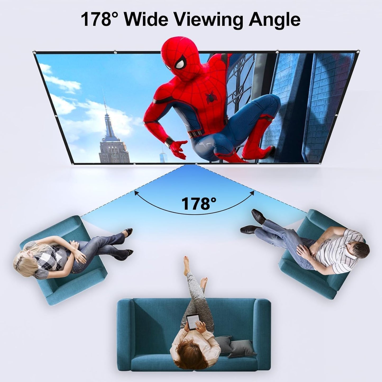 FUDONI 100 inch, Projector Screen Portable Projector Screen Outdoor Indoor Projection Screen for Home Theater Camping