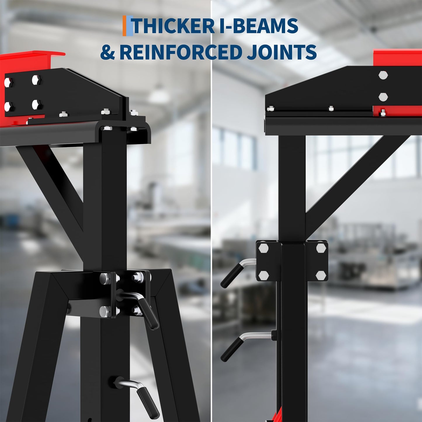 Adjustable Gantry Crane 2 Ton (4400 LBS) with Manual Trolley, Hook and Sling Strap, 12 Locking Positions (97" to 141") with Triangle Base, Portable I-Beam Hoist for Factory, Warehouse, Auto Repair