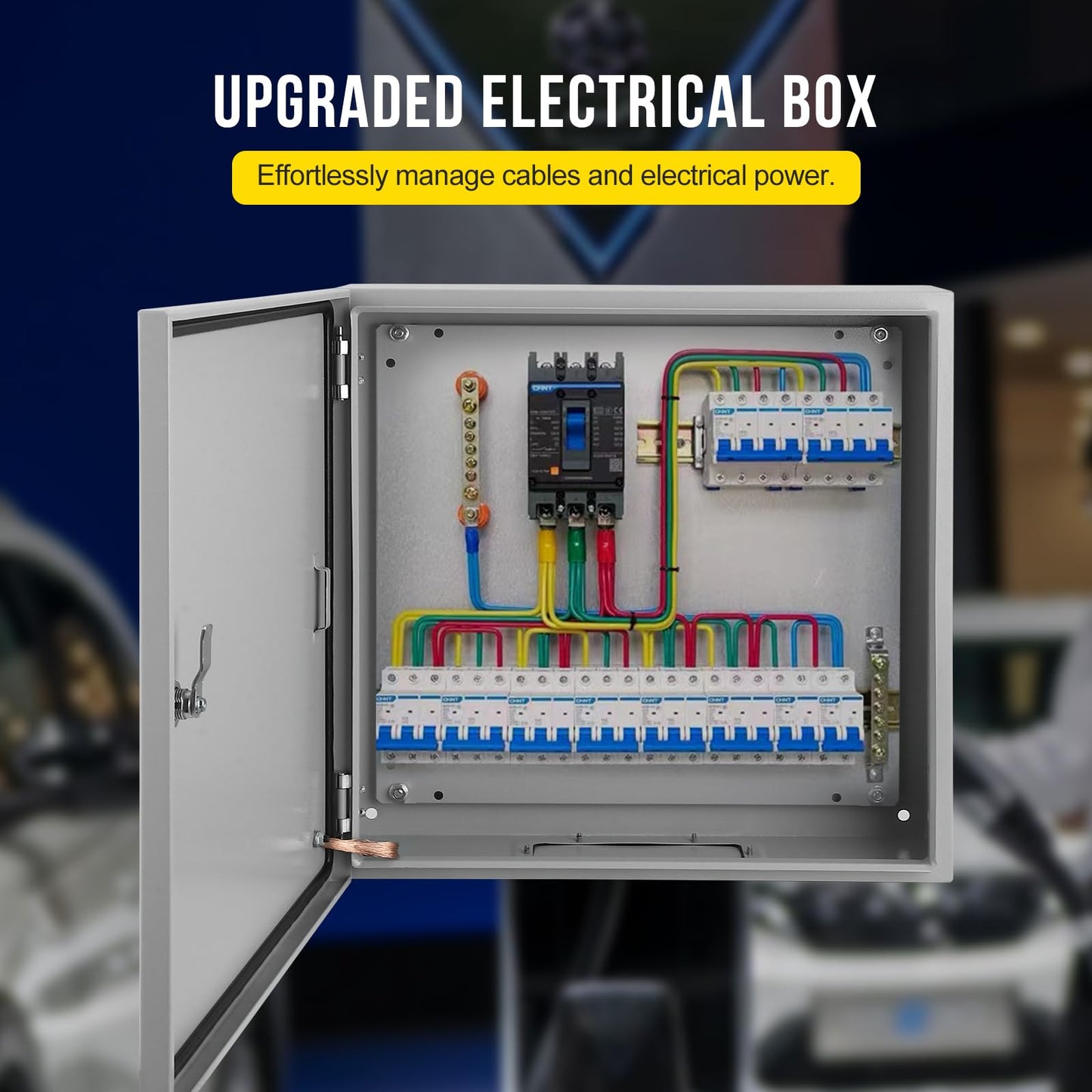 Outdoor NEMA Steel Enclosure, 24x24x8 NEMA 4X Steel Electrical Box, IP66 Waterproof & Dustproof, Outdoor/Indoor Electrical Junction Box