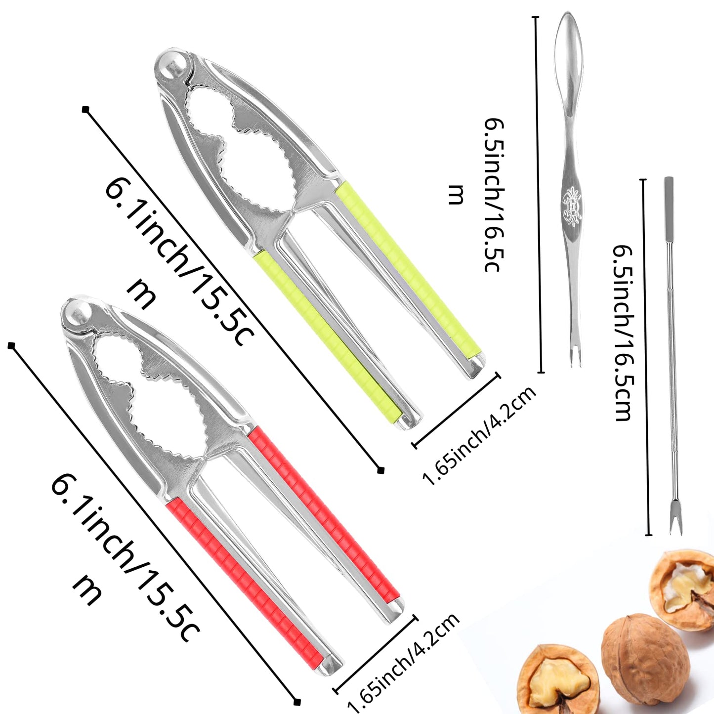8 Pcs Nut Crackers for All Nutcracker Seafood Tools Walnut Cracker for All Nuts Heavy Duty Shell Cracker Lobster Crab Crackers with Non-slip Handle
