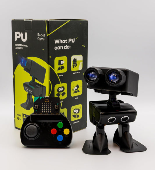 RobotGyms Robot PU – Adorable Micro:bit Humanoid | STEM Toy | Programmable, Interactive & Upgradable | Walks, Dances, Talks & Sings | Self-Balancing | Remote & Autopilot | 30+ Free Online Classes