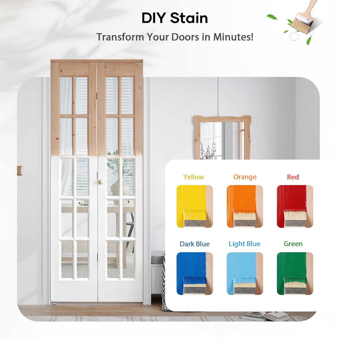 EaseLife Bifold Closet Door,for 24in x 80in (Double 12x80) Opening,French Glass Barn Doors with 2FT Concealed Bi-Fold Sliding Hardware Kit Included,Preassembled Door,Easy Install,DIY staining