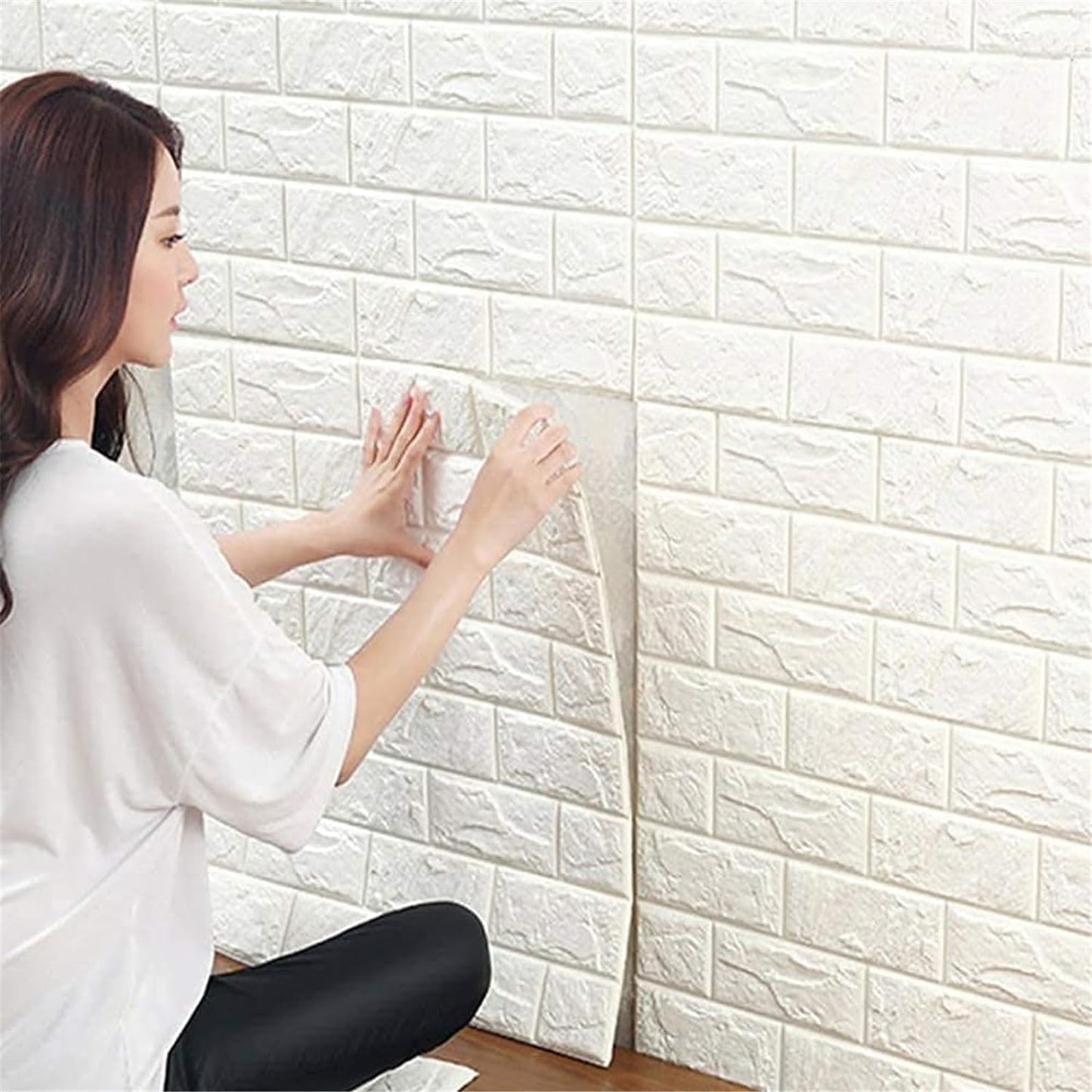 JOLOV 10 PCS 3D Wall Panels Peel and Stick - PE Foam DIY Self Adhesive, Waterproof, Perfect for Interior Wall Decor in Bedroom & Living Room (10)