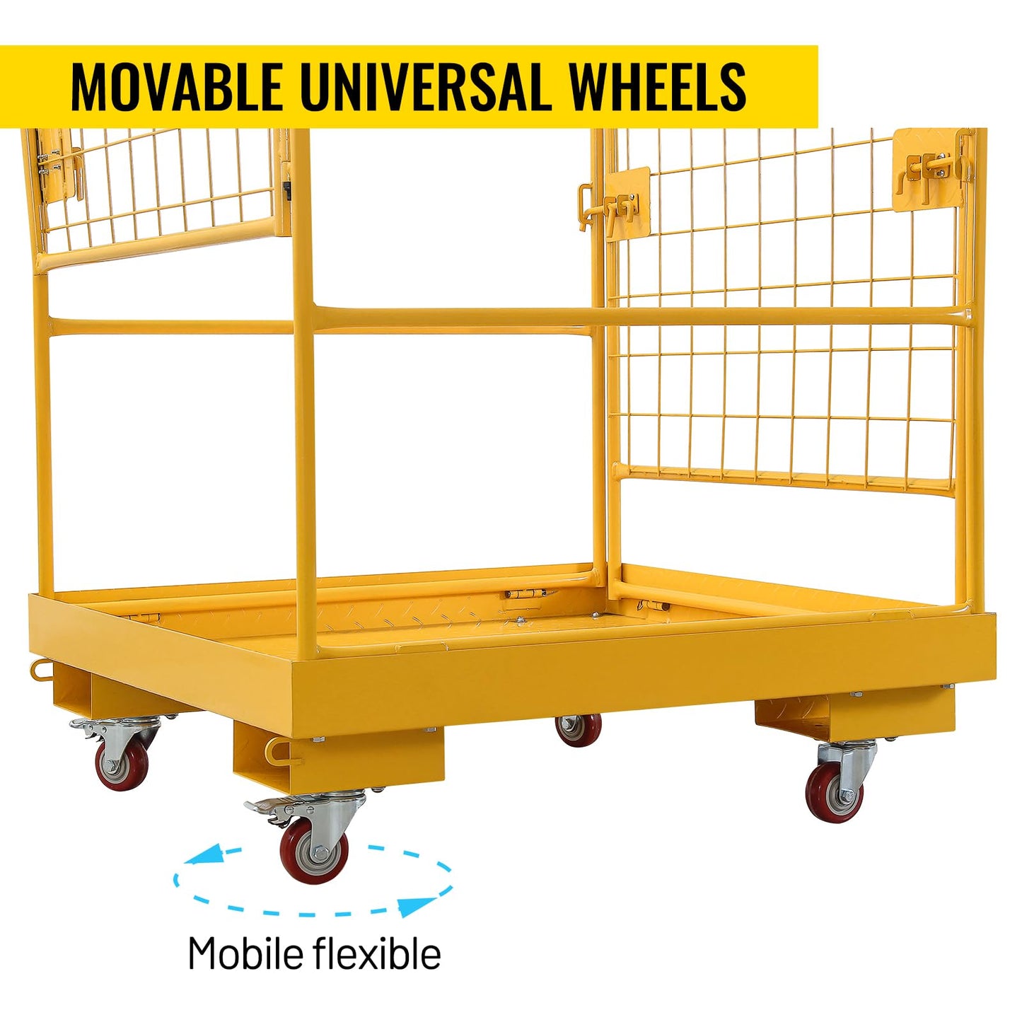 Forklift Safety Cage, 1200 LBS Yellow Capacity Forklift Work Platform with Safety Harness, Collapsible Lift Basket Aerial Platform for Lifting Loader,36"-A