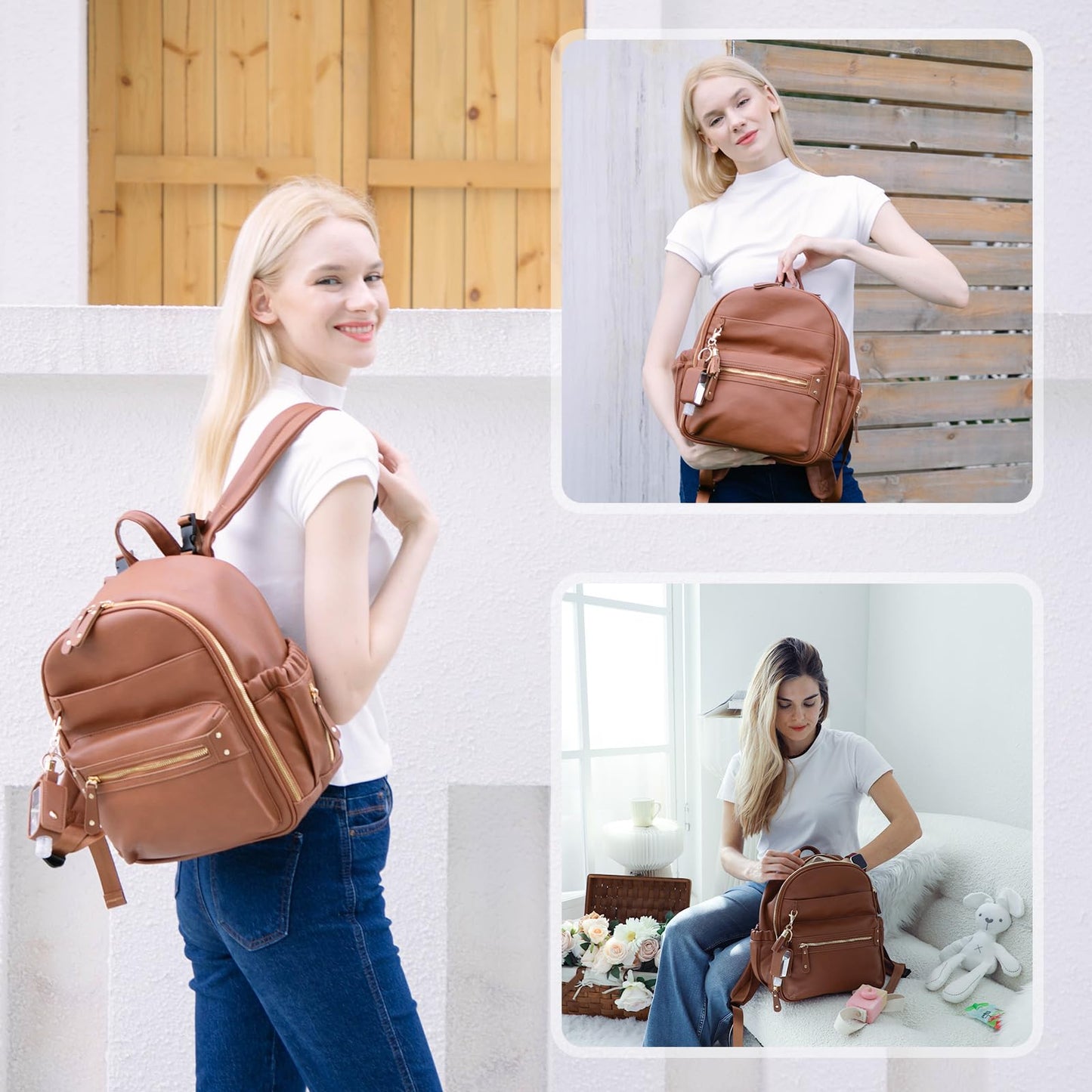 miss fong Small Diaper Bag Mini Diaper Bag Backpack Mini Backpack with 11 Pockets Baby Diaper Bag with Hand Sanitizer Holder, 2 Insulated Pockets