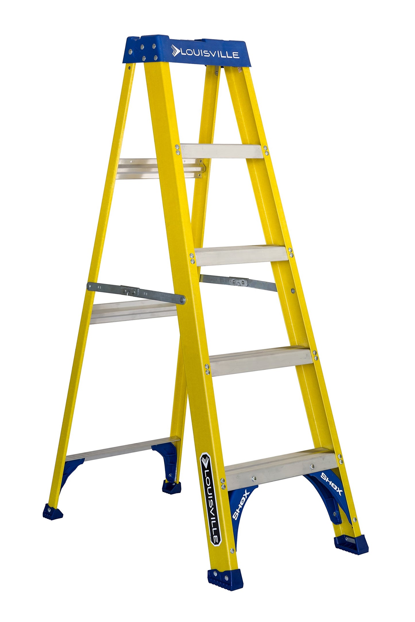 Louisville Ladder FS2005 Fiberglass Step Ladder, 5-Feet/250lb, Yellow & LITE 2' Fiberglass Step Stool Ladder, 300-Pound Capacity, Type IA, LP-3011-02
