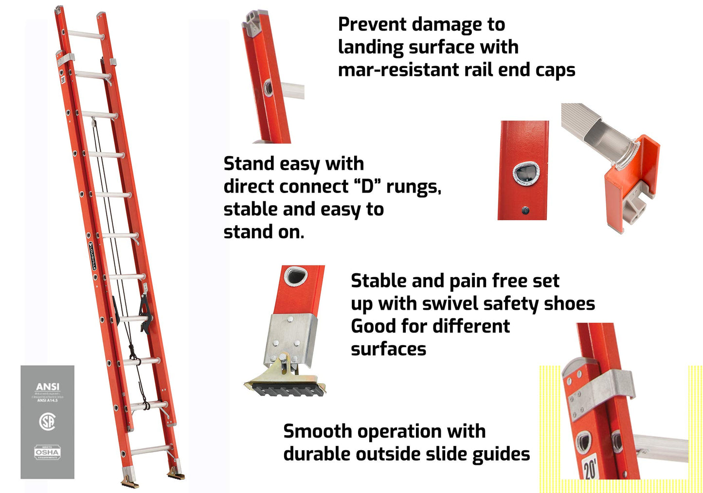 Louisville 16' Extension Ladder and Guardian Ladder Extension Safety System Bundle