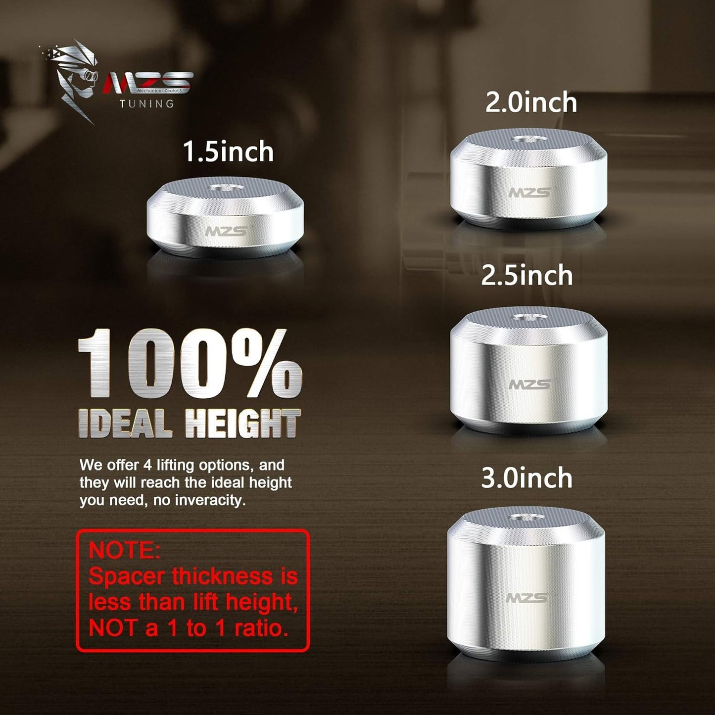 MZS 3" Leveling Kit + Truck Bed Tie Down Anchors Compatible with 2015+ F250 F350 Super Duty, Pack of 4