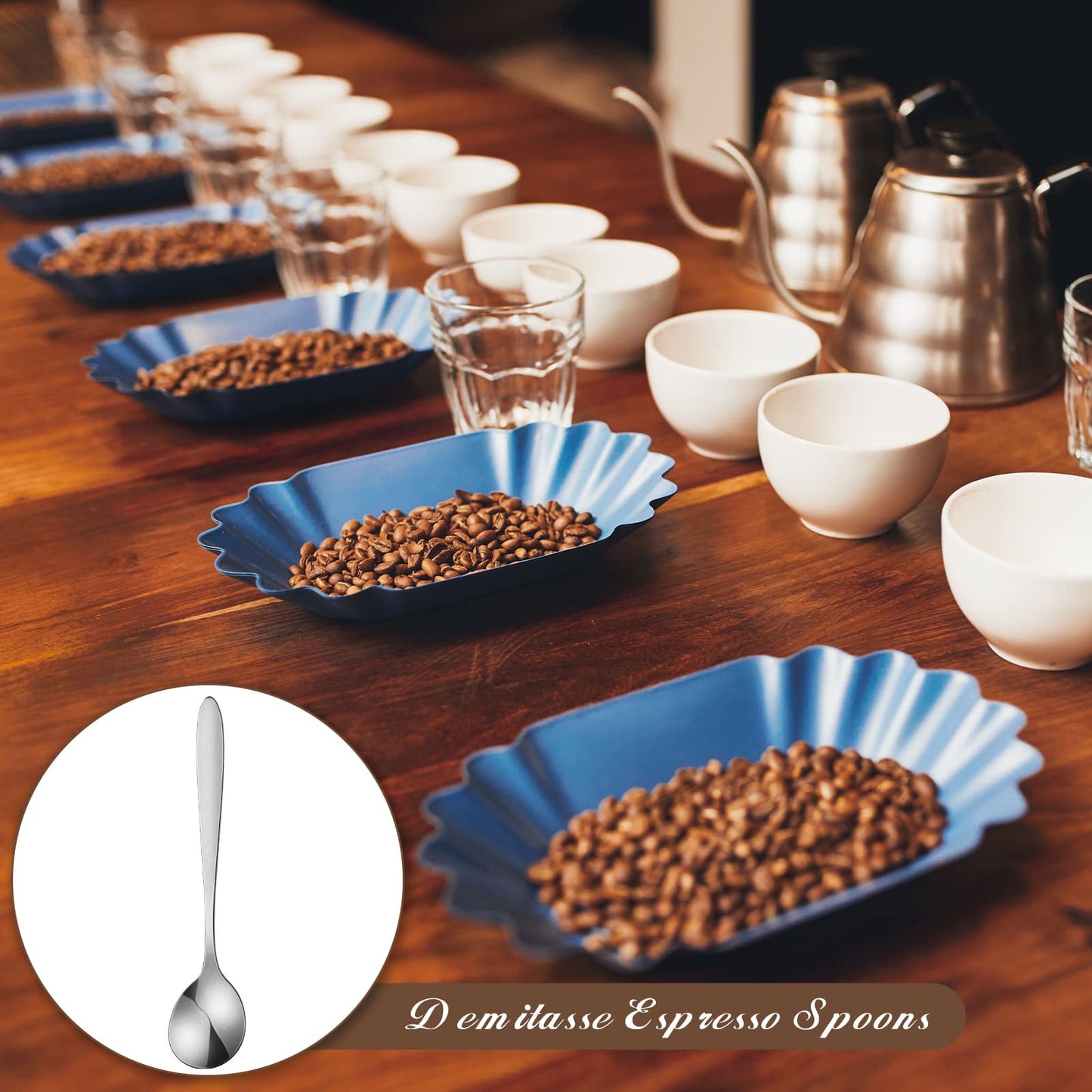 Yinkin 50 Pcs Demitasse Espresso Spoons 4.92" Stainless Steel Tablespoons Metal Dessert Spoons for Appetizer Sugar Ice Cream for Home Restaurant Kitchen,Mirror Polished,Dishwasher Safe