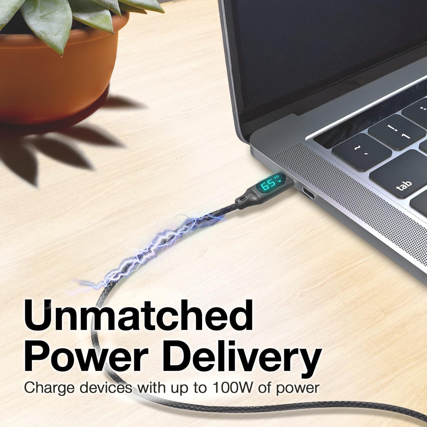 BoxWave TIMMKOO Q3E MP3 (6ft) (100W), Cable Compatible with Player with Bluetooth - PowerDisplay PD Cable - USB-C