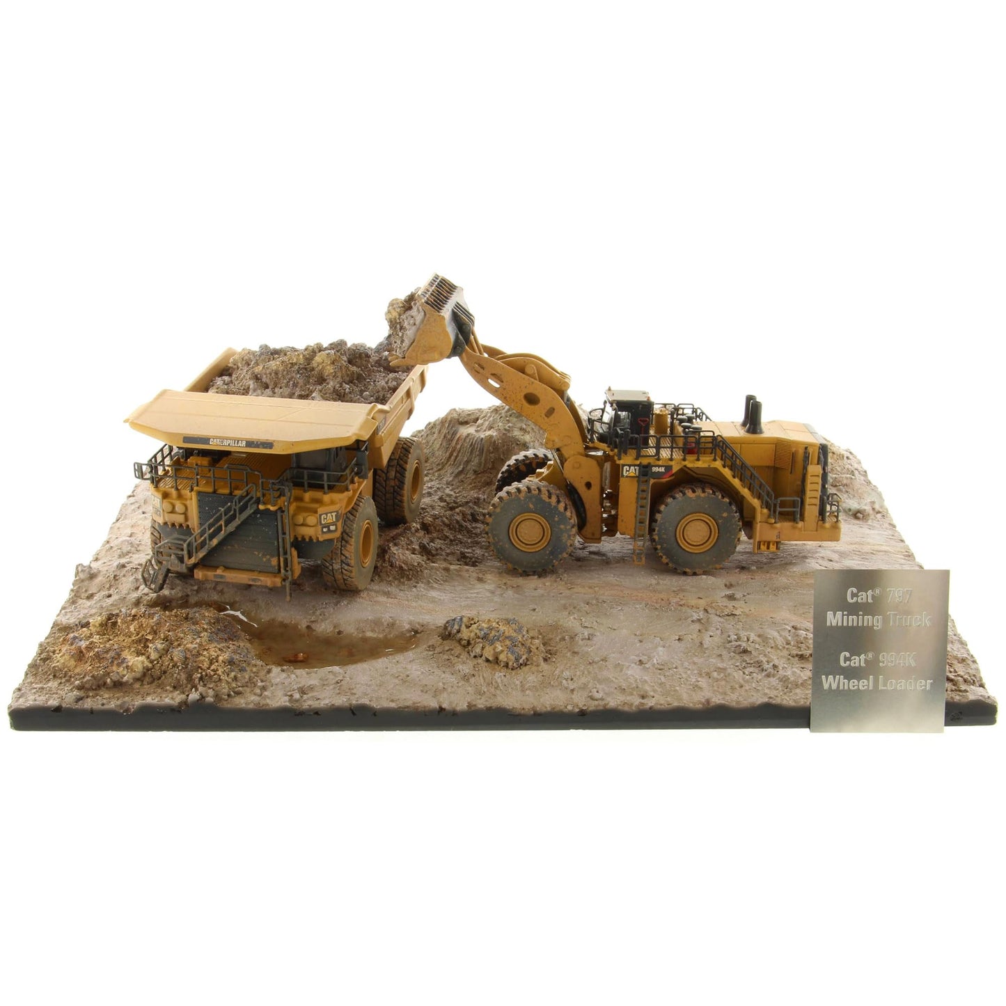 Diecast Masters 1:125 Scale Weathered 994K Wheel Loader & CAT 797 Mining Truck | Weathered Series Cat Trucks & Construction Equipment Model 85762