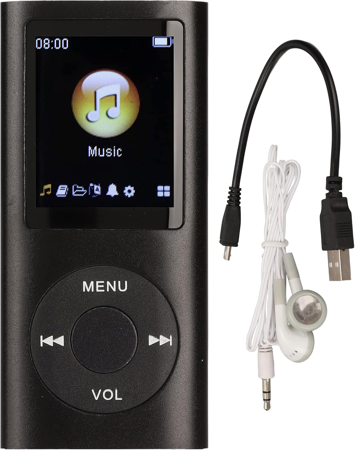Dan&Dre MP3 1.8 Inch 64G Player, LCD Slim Portable Music Player with Lossless Sound, Aluminum Alloy, Expandable (Black)