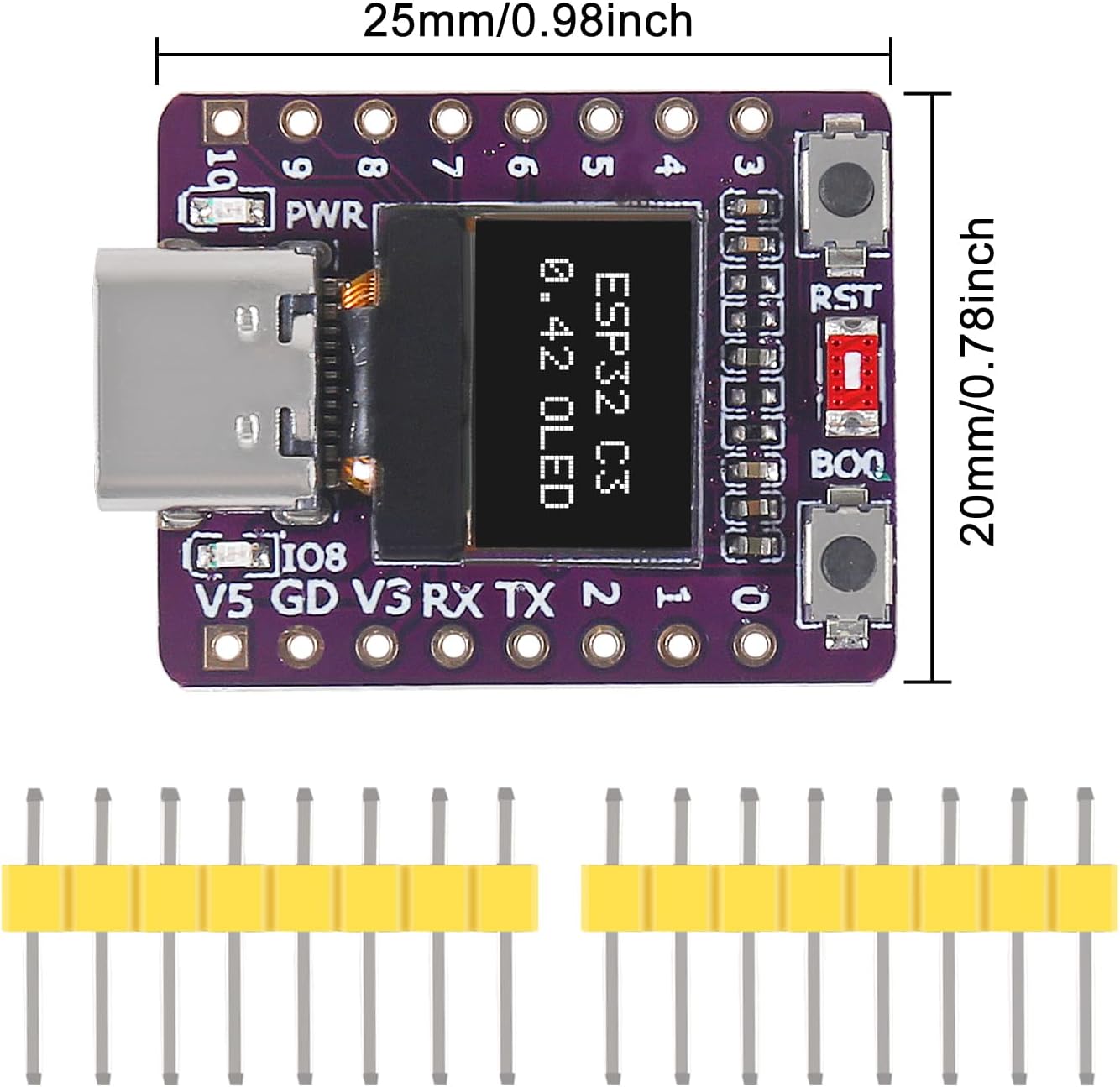 AITRIP 3PCS ESP32-C3 0.42 Inch ESP32 OLED Development Board with OLED Module Ceramic Antenna WiFi Bluetooth Supermini