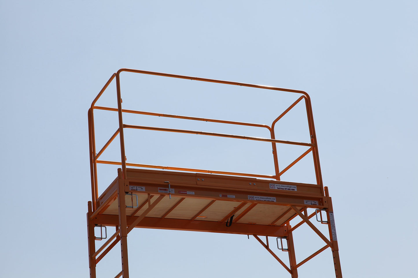 CBM Scaffold Rolling Tower Standing at 17' High with Hatch Deck Guard Rail and U Lock Brace CBM1290