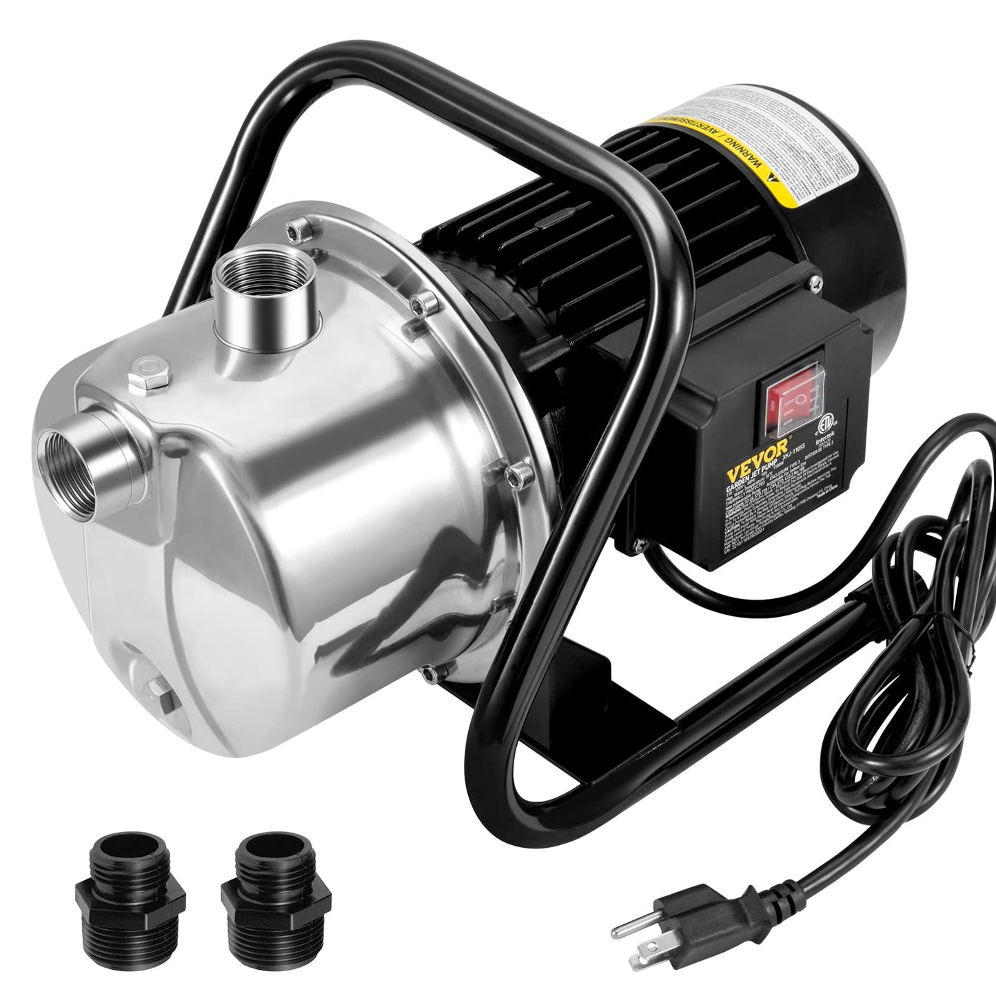 VEVOR Shallow Well Pump, 1.1 HP 115V, 978 GPH 131 ft Height, 40psi Max Pressure, Portable Stainless Steel Sprinkler Booster Jet Pumps for Garden Lawn Irrigation system, Lake Fountain, Water Transfer