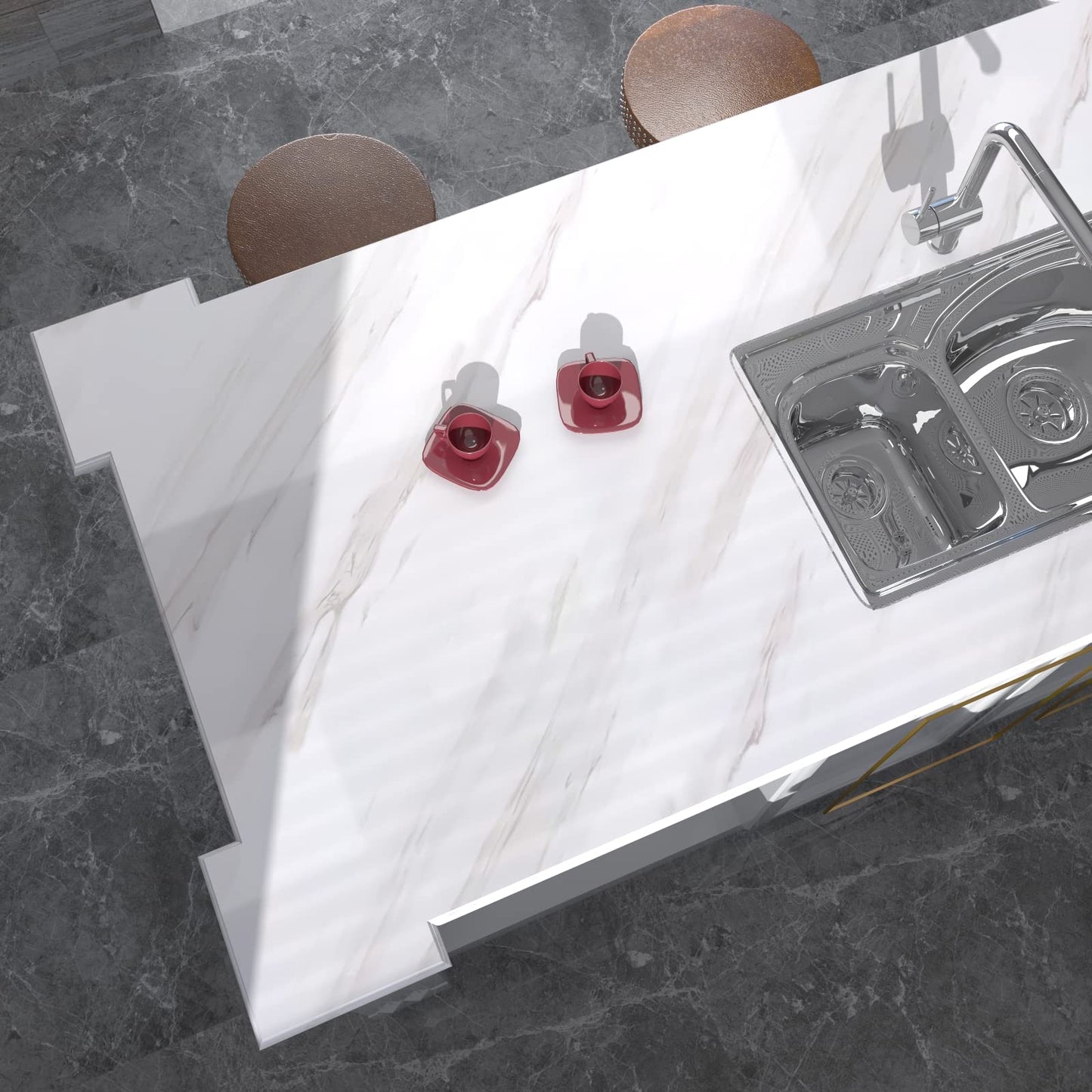 VIOPVERY White Marble Peel and Stick Wallpaper 35" x 197", Waterproof Removable Marble Countertop Contact Paper Vinyl Covering for Countertops Kitchen Bathroom Cabinet Desk Backsplash Tile