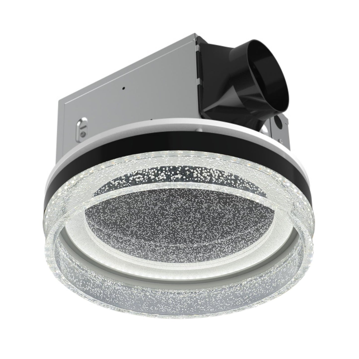 Akicon Bathroom Exhaust Fan with Light, 110 CFM 1.5 Sones Bathroom Fan with Light & Nightlight, Ceiling Mount Vent Fans with Dimmable Shower Lights for Home, Black, Round