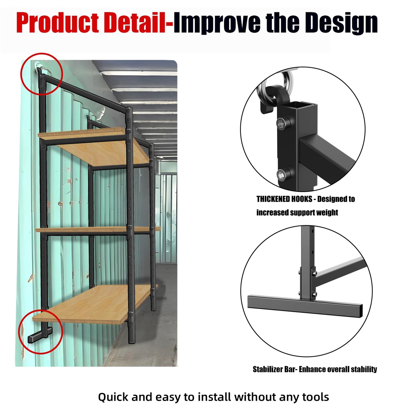 2-Pack Adjustable Shipping Container Shelf Brackets - Heavy Duty 3-Tier Kit to Build 57" H x 20" W Shelving, DIY Storage Solution for Cargo Containers & Trailers