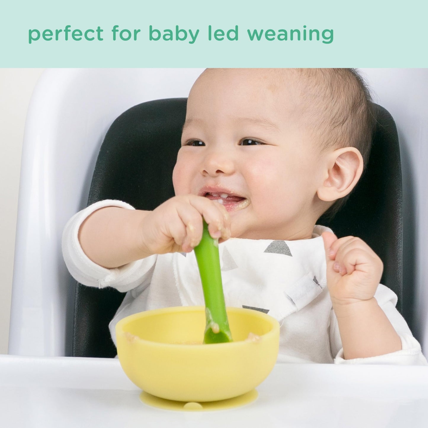 Olababy Baby Led Weaning Advanced Feeding Set – Silicone Training Spoon & Suction Bowl with Lid, BPA Free Self-Feeding Set for Babies 6+ Months (2 Piece)