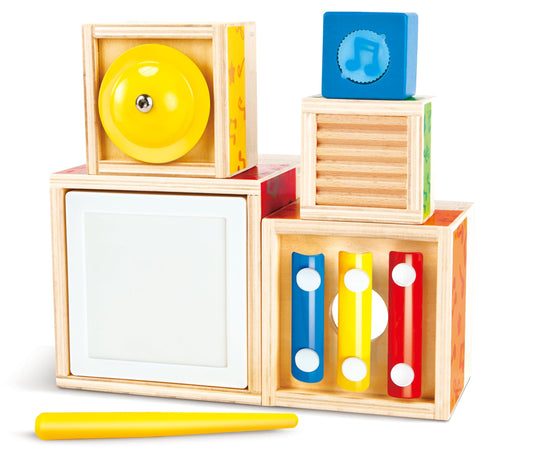 Hape Stacking Music Set | Colorful 6 Piece Musical Box Toy, Wooden Set for Kids 18 Months+