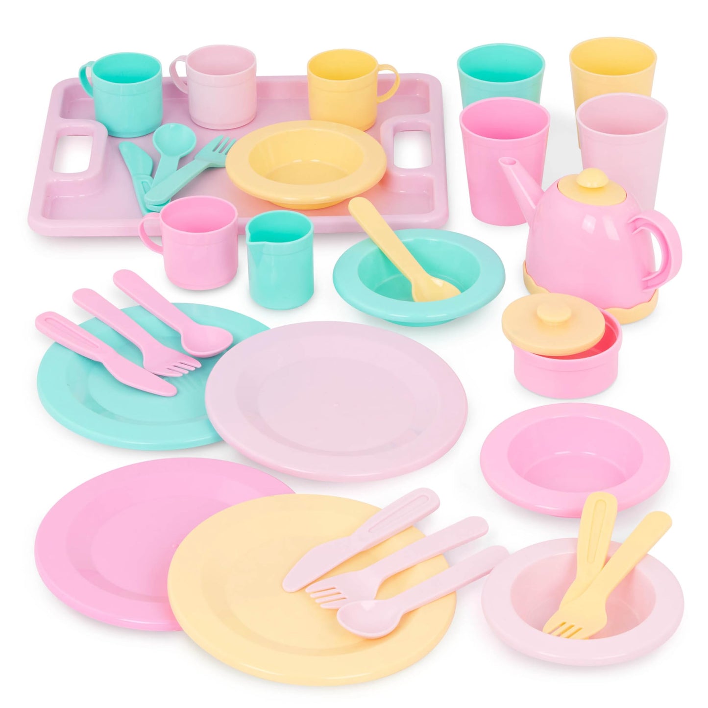 Battat – Play Circle – Dish Set – Plates, Cups, and Tea Party Toys – Kitchen Toys for Toddlers – Pretend Play – 3+ Years(34 Pieces)