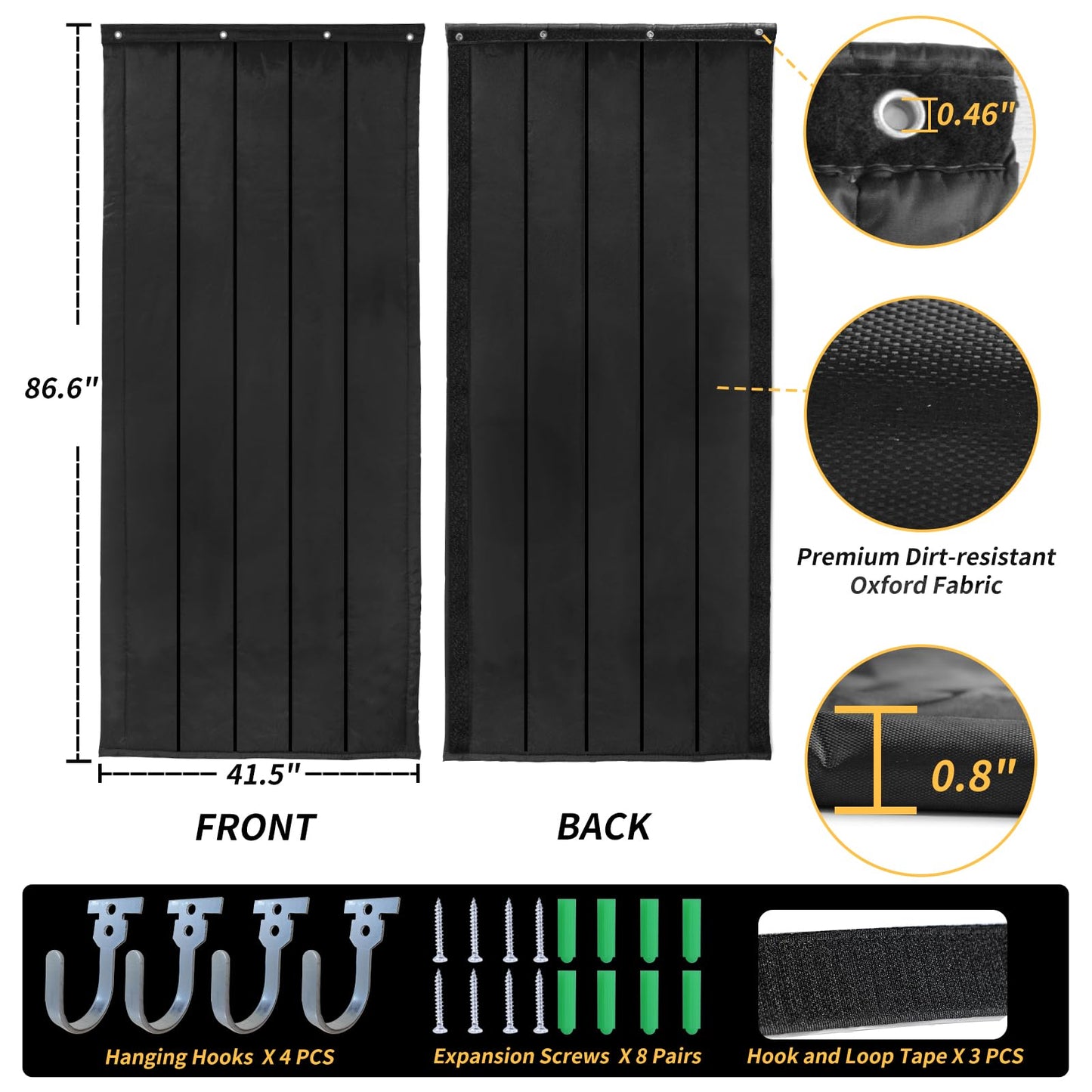 TroyStudio Thick Door Soundproofing Blanket, 41.5 x 86.6 x 0.8 inches Heavy Window Sound Barrier Sheet, Home Acoustic Dampening Curtain Divider, Wall Noise Blocker for Bedroom Music Recording Studio