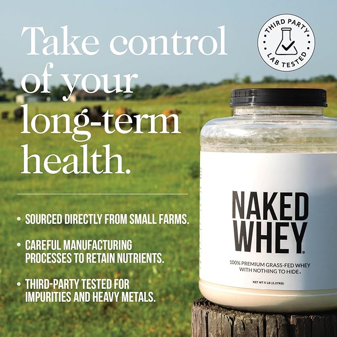 NAKED Whey 1Lb - Only 1 Ingredient, Grass Fed Whey Protein Powder, Undenatured, No Gmos, No Soy, Gluten Free, Stimulate Growth, Enhance Recovery - 15 Servings