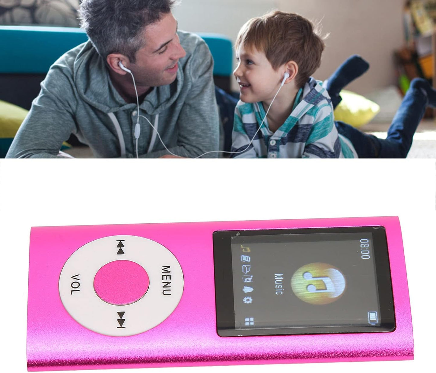 DAUZ 64GB MP3 1.8 Inch MP3 MP4 Player with LCD, Lossless Sound, Memory Card Support, Sleep Shutdown, Pink, and Players