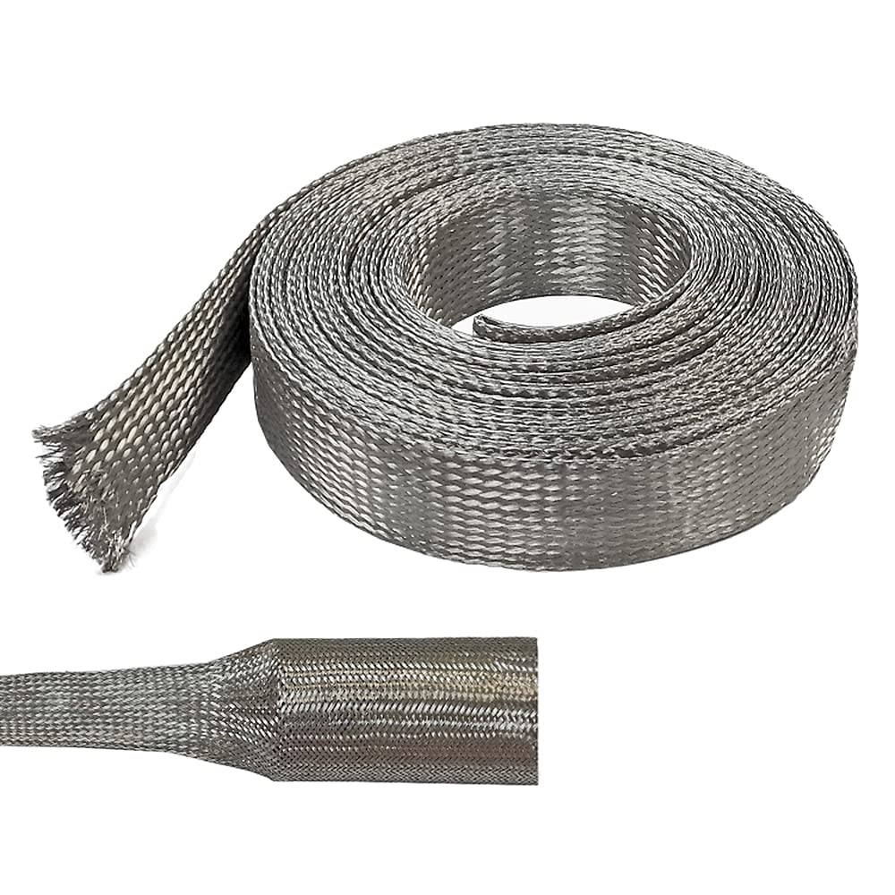 Electriduct 3/4" Tinned Copper Metal Braid Sleeving Flexible EMI RFI Shielding Wire Mesh (0.48" Diameter) - 100 Feet