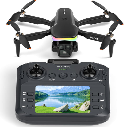 F417PRO Drone with 4K Camera Screen Remote Control,RGB LED Light FPV Drone Quadcopter for Adults Beginners,Headless Mode Altitude Hold Optical Flow Positioning,One Key Start/Land Foldable