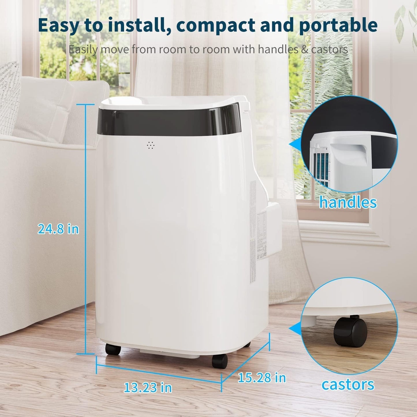 GarveeLife Portable Air Conditioner,10,000 BTU for Rooms up to 450 Sq.Ft., Smart Compact AC Unit with Cooling, Dehumidifier, Fan, Remote Control and Window Kit, White