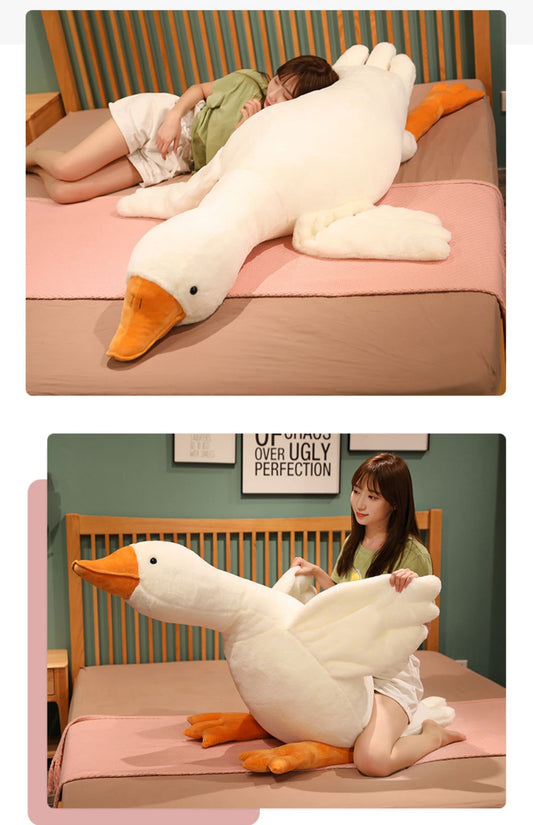 CottonStar Goose Stuffed Animal 63 Inch Plush Doll Toy, Cute Duck Plush Cushion Soft Huge Plushies Pillow, Gift for Kids and Friends, White