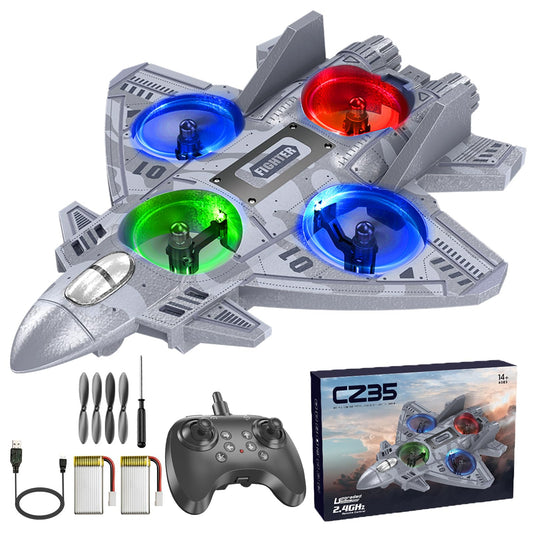 RC Plane Remote Control Airplane Drone for Kids Ages 8+, RC Planes Foam Airplanes for Adults Kids, Fighter Jet Toy with Lights 360°Flip and 3 Speed Modes, Airplane Toys Gifts for Teenage Boys