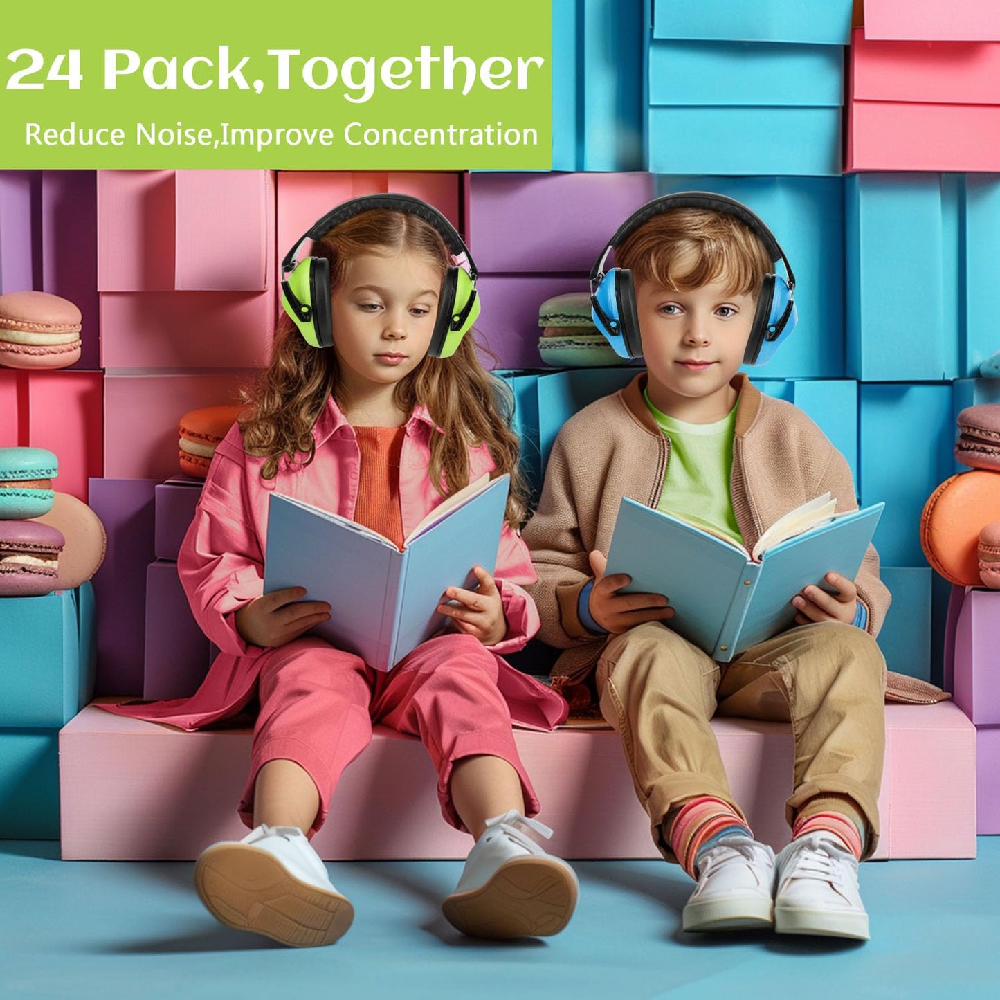 Floriogra 24 Pack Noise Canceling Headphones for Kids, Kids Ear Protection Earmuffs for Autism Toddler Children Noise Cancelling Headphones Sound Proof Earmuffs for Concerts, Air Shows, Fireworks