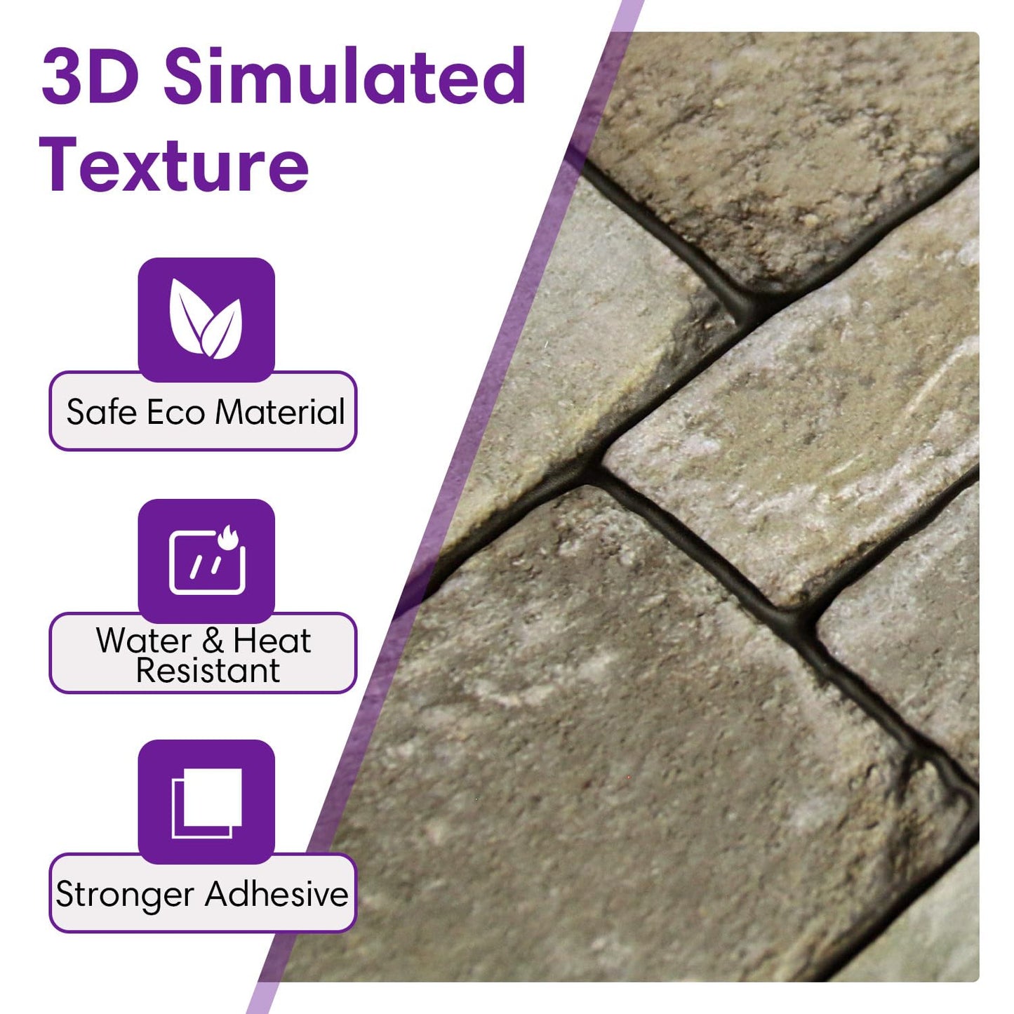 SMOOSTIKC 3D Faux Stone Wall Panels Peel and Stick, 10 Pcs 11.8" x 11.8", Stone-Look Textured Wall Sticker, Ultra-Light Thin PVC Fake Stone Wall Covering Tiles for Quick DIY, Brown