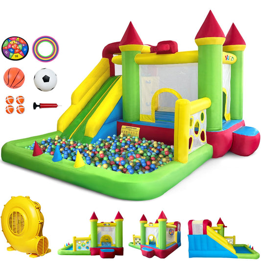 YARD Bounce House for Kids 3-6, 8-in-1 Inflatable Bouncy Castle with Slide, Blower, Ball Pit, Climb Wall, 12x13x8.5FT Jump House for Big Toddlers for Indoor & Outdoor Backyard Party Family Gathering