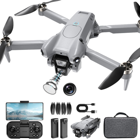 ASFSFQ PRO Drone with Camera for Adults 4K,Brushless Motors Drone for Kids Beginners,40mins Flight Time with 2 Batteries,FPV Foldable RC Quadcopter,Toys Gifts for Teen Boys Girls, Beginner（Grey）