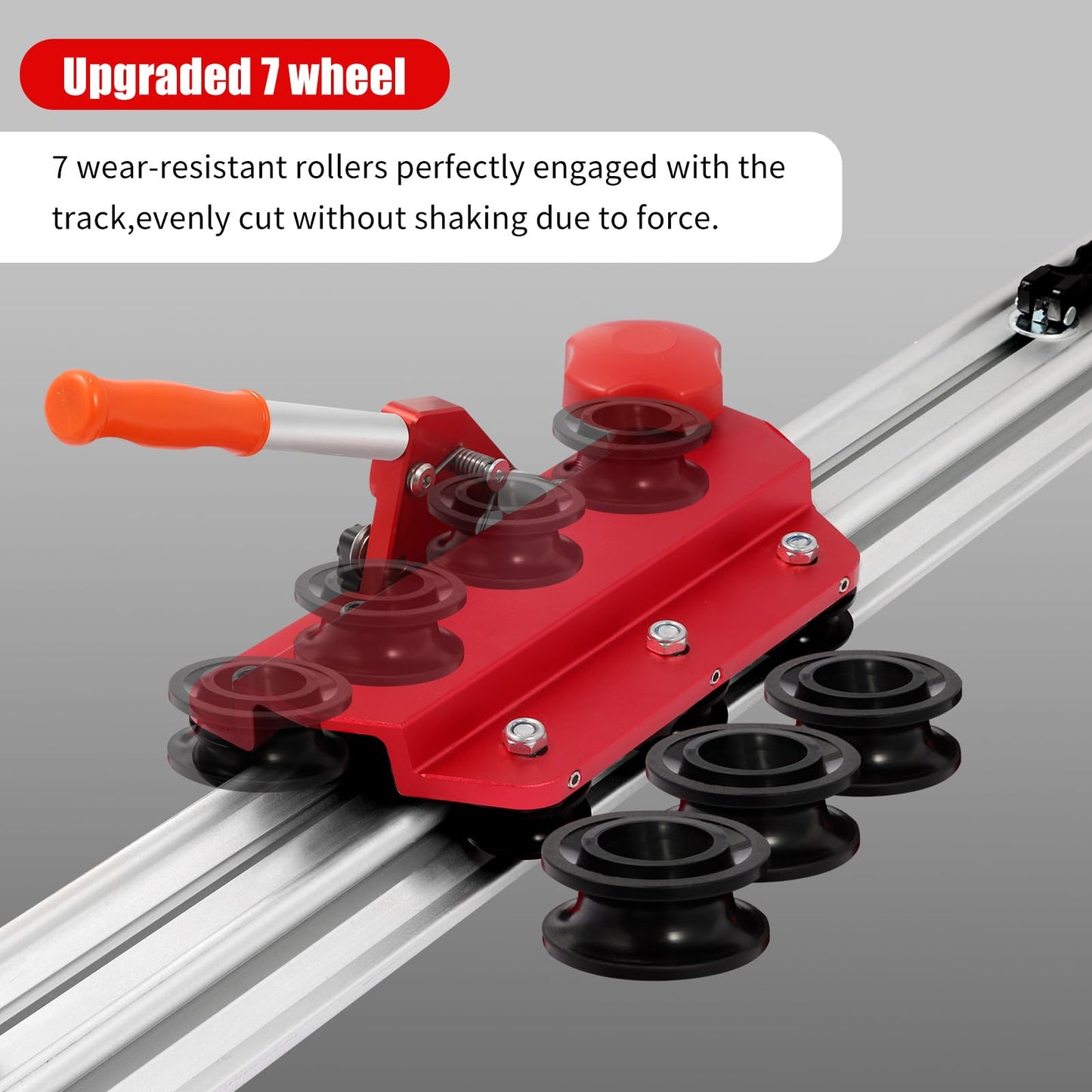 110" Large FormatTile Cutter, Manual Ceramic Tile Cutting Tool with Built-in Suction Cups & Tile Clamp, 3-Head Scoring Wheel System, for Up to 0.47-Inch Thick Tiles