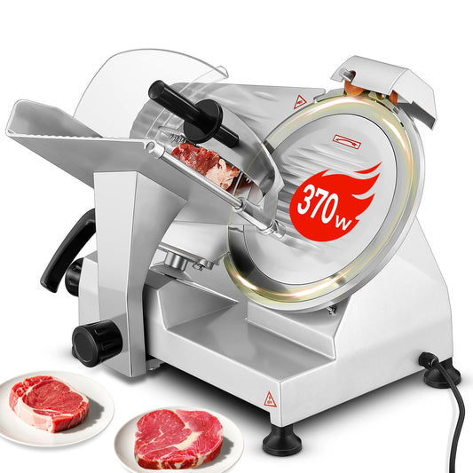 Meat Slicer Commercial 370W, 12 inch Electric Food Deli Slicer, 120 Pcs/Min Premium Chromium-plated Steel Blade, Semi-Auto Meat Slicer for Home Use