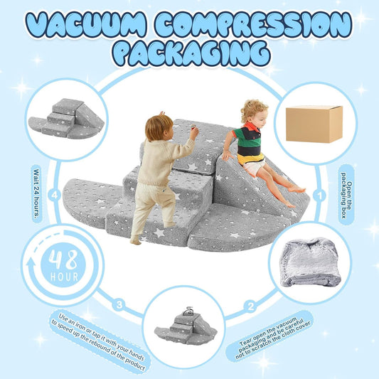 Tykacna 5pcs Foam Climbing Blocks for Toddlers 1-3, Safety First Toddler Climbing Toys Indoor, Soft Play Toys for Infant, Ideal Crawling and Exploration Play Set for Baby Gym/Toddler Playground