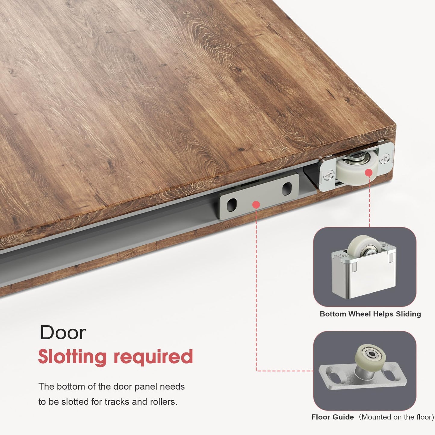 CEAKIAN 32" Concealed Sliding Barn Door Hardware Kit with Soft Close Mechanism for 24in Passage Opening, Hidden Sliding Door Hardware, Trackless Rail, Wall Mount for Interior Wooden Doors (NO Door)