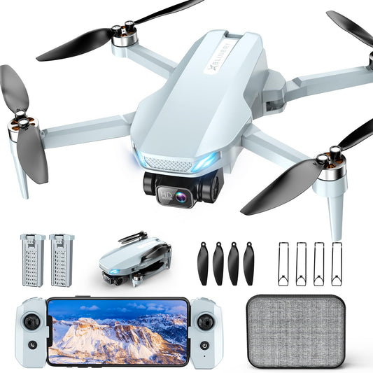 Drone with Camera, 2K HD FPV Drones for Adults, Mini Drone with Gravity Control, One Key Take Off/Land, Waypoint Fly, Gestures Selfie, 3 Speed Modes, RC Drone for Beginners with 2 Batteries