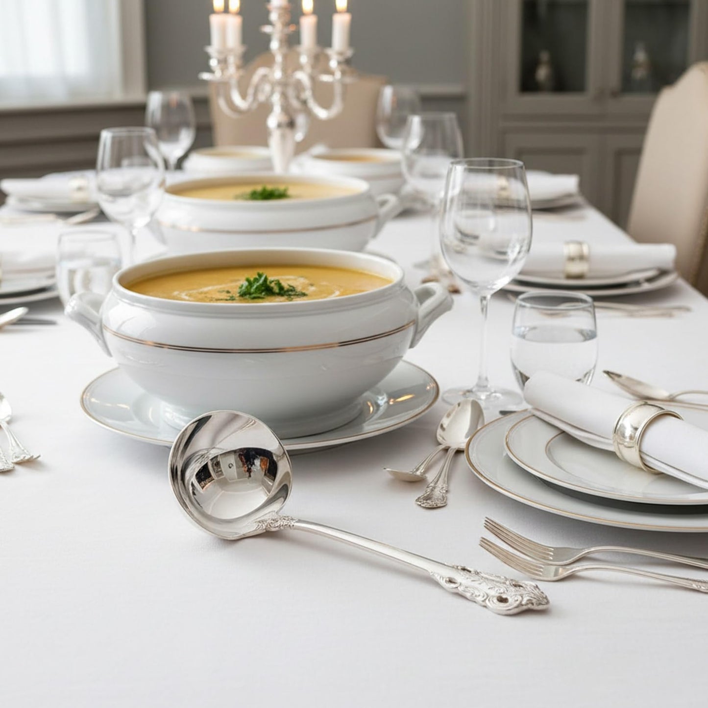 KEAWELL Premium 7.5 inch Luxury Gravy Ladle, 18/10 Stainless Steel, Small Gravy Spoon for Home. Solid and Sturdy, Dishwasher Safe. (1, Silver)