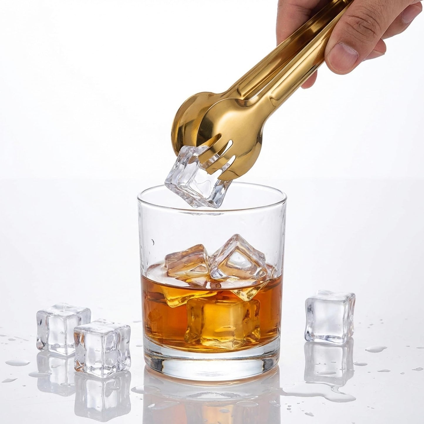 4 Pack Gold Serving Tongs Set with Serving Spoon, Stainless Steel Buffet Tongs Serving Utensils, Salad Tongs with Spoon & Fork Ends, 9 Inch Food Serving Tongs for Buffet, Catering, Party and Kitchen