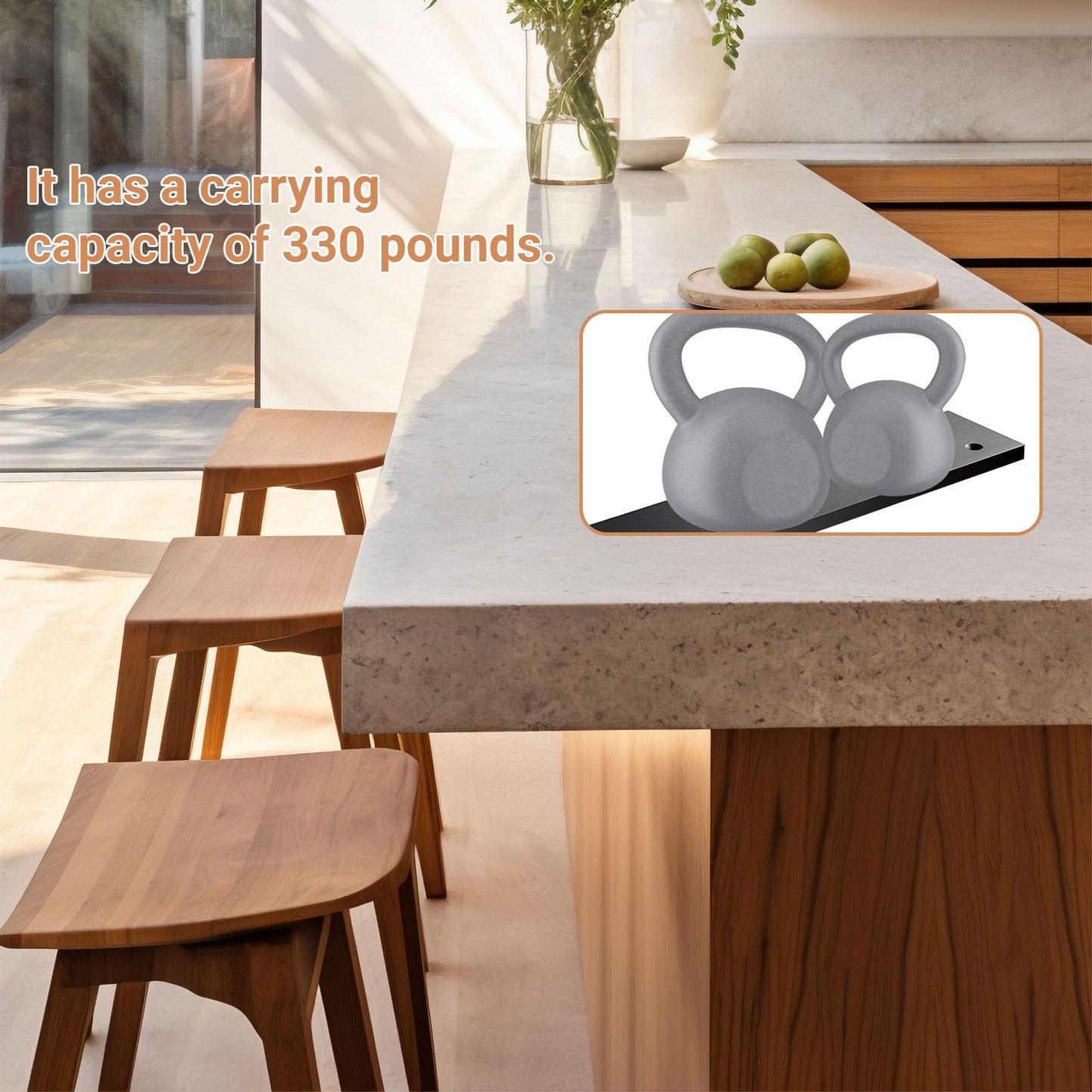 LX2.5 4 Pack Granite Bar Support Brackets - 20" L x 2.5" W, 3/8" Thick, Heavy Duty Floating Brackets for Quartz/Wood/Concrete Countertops - Screws Included