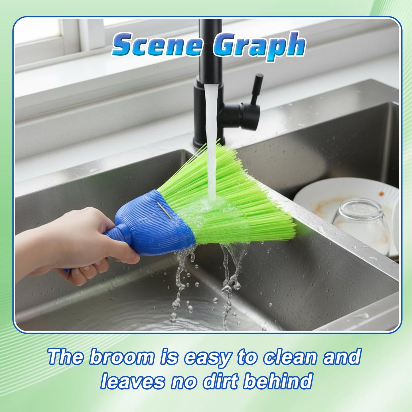 Afcabakila 6 Pcs Soft Bristle Broom, Poly Fiber Whisk Broom with Hang Hole, Handheld Brush for Indoor Outdoor Cleaning, Car, Porch, Floor, Room & Deck, Dust Dirt Remover, Compact, Easy Storage