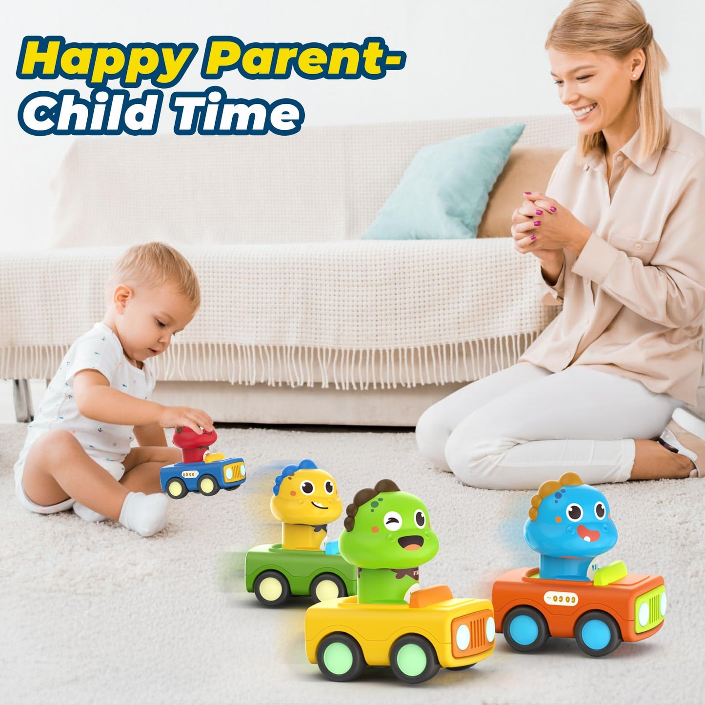MOONTOY Car Toys for 1+ Year Old First Birthday Gifts for Boys,Press and Go Car Toys Baby Animal Racing Cars for Toddlers 1-3,Push Go Friction Car Toys Toys 12-18 Months Toddler Toys for One Year Old