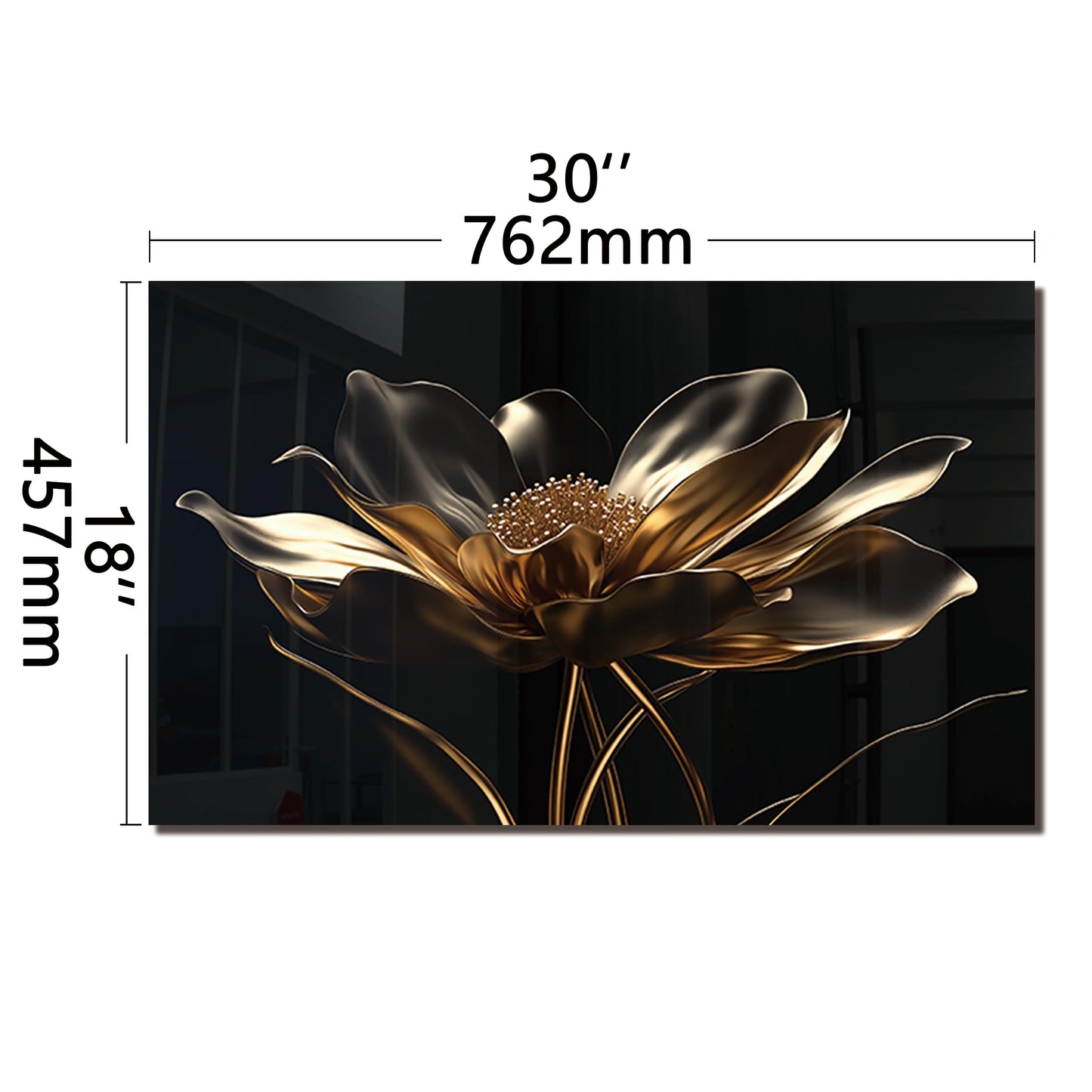 DAIFURONGE Black Golden Lotus, Tempered Glass Backsplash for Kitchen,Easy to Clean, One Piece Glass Behind Stove Splashback Panel, Home Kitchen Wall Decor (black, 30"x18"(76.2x45.72cm))