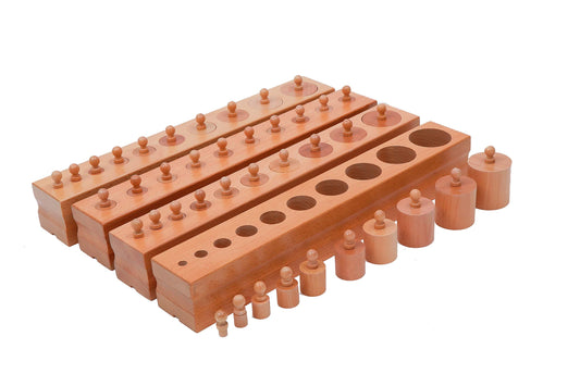 Adena Montessori Cylinder Block (Set of 4)-Montessori Educational Wooden Toy for Fine Motor Skills, Hand-Eye Coordination, and Cognitive Development